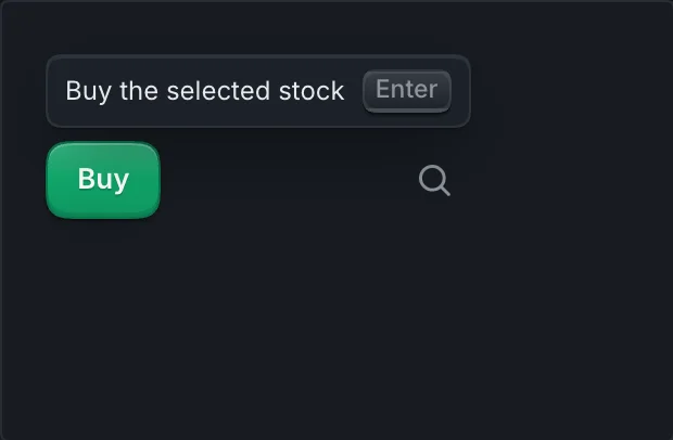 Tooltip on a Buy button showing the Enter key