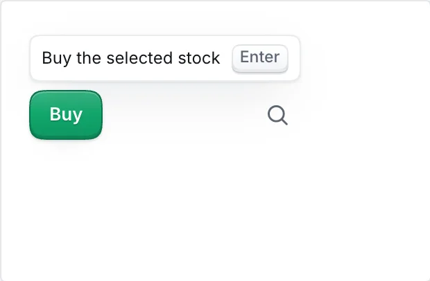 Tooltip on a Buy button showing the Enter key
