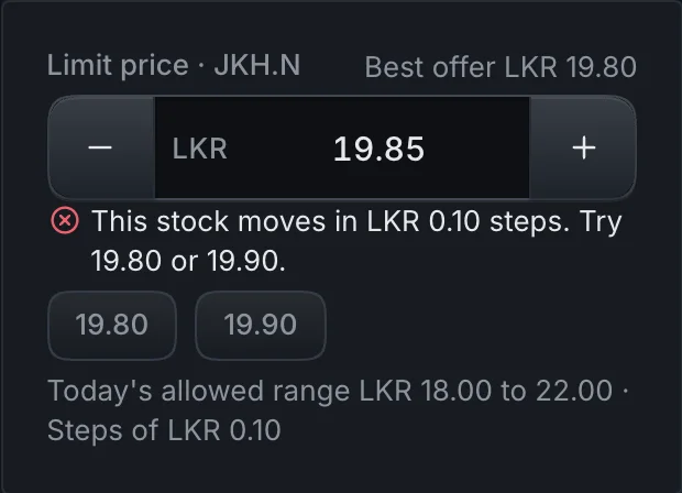 Price stepper with an off-step price and two suggested prices