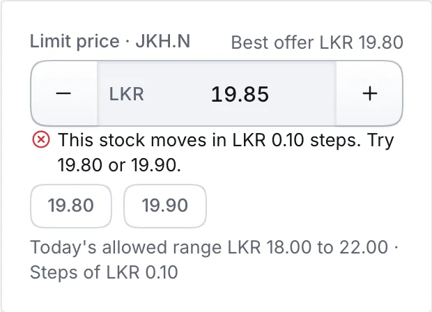 Price stepper with an off-step price and two suggested prices